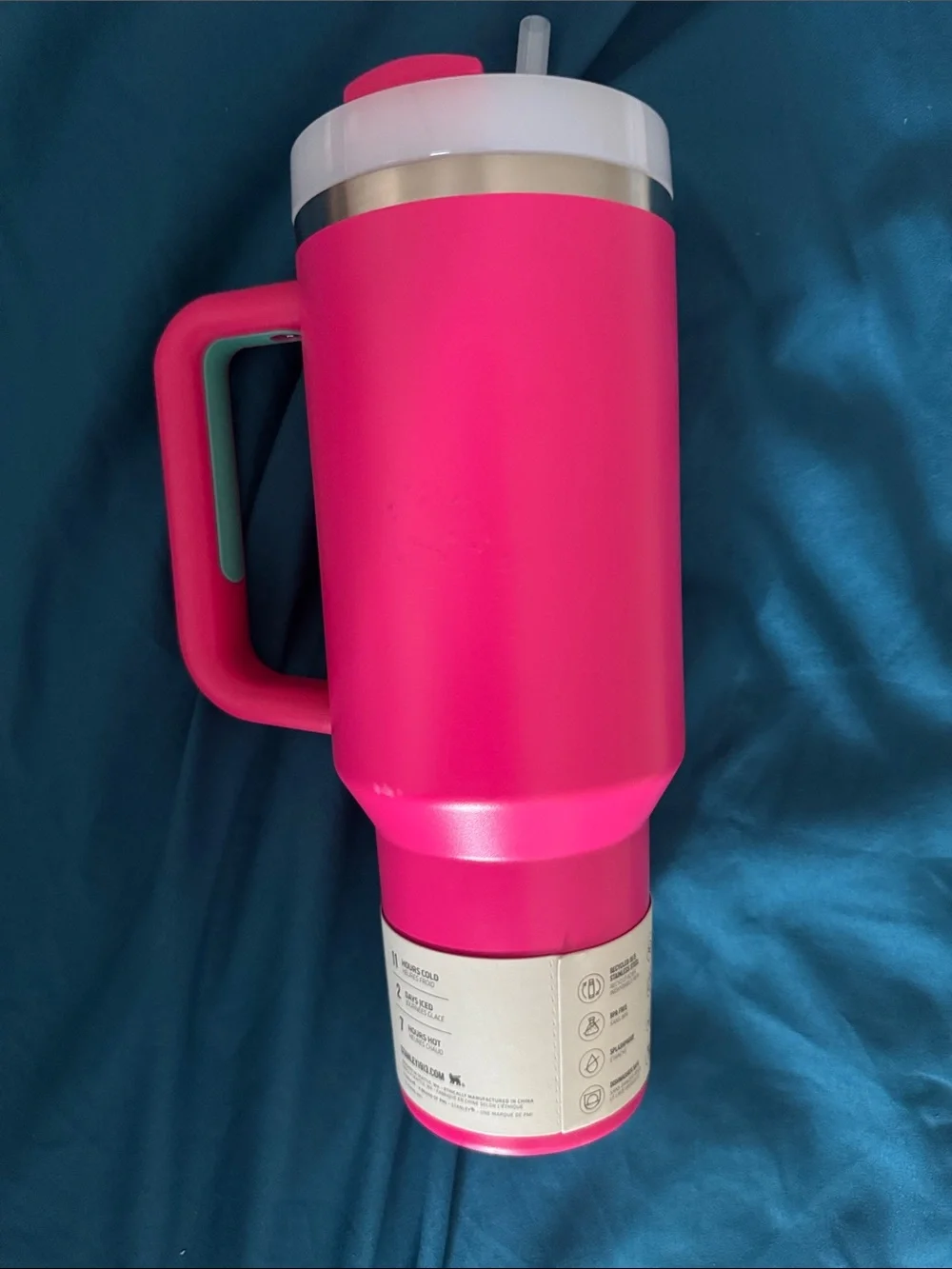 Stanley Hot Pink Quencher Tumbler with Handle